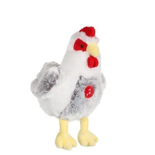 Gipsy Toys - Poule Sonore Grise & Blanche - 22 cm-0