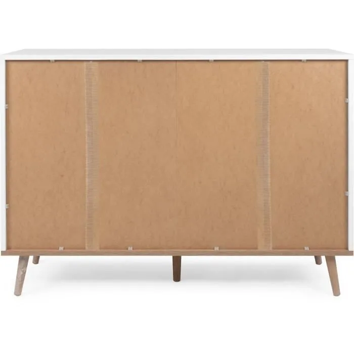 Commode Göteborg 6 tiroirs - Décor chêne sonoma Blanc - L 120 x P 40 x H 86,5 cm-7