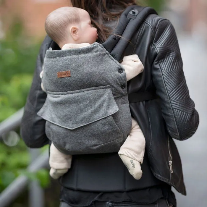 MAÏKA Porte-bébé cocooning gris, avec capuche, naissance à 15 kg, tissu chaud-2