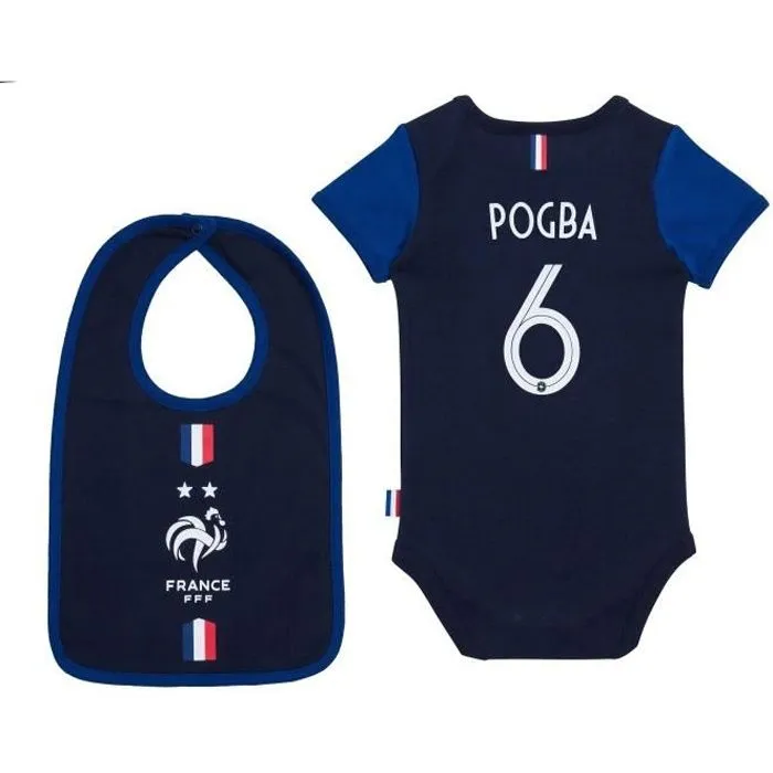 Body + bavoir FFF bébé Paul POGBA - Collection officielle Equipe de France de Football-0