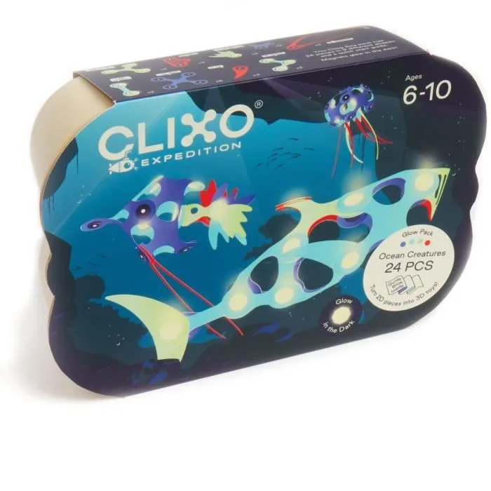 Jouet de construction magnétique - GIPSY TOYS - OCEAN CREATURES - 24 pièces - Phosphorescent - 9 formes uniques-1