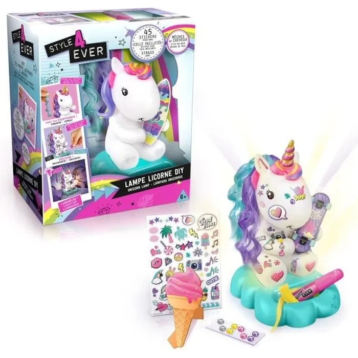 STYLE 4 EVER Lampe Licorne DIY à décorer-0
