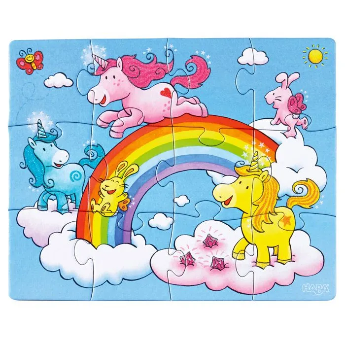 Puzzles de 12 à 18 pièces : 3 puzzles : Licornes dans les nuages-0