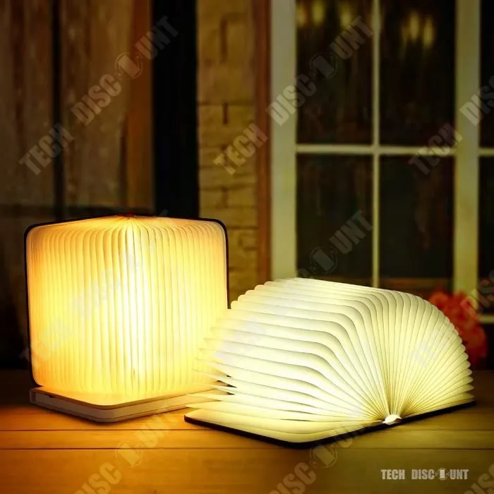 TD® Lampe Livre lecture led lumineux bois rechargeable couleur enfant pliante de chevet veilleuse décorative lumière bureau sans fil-1