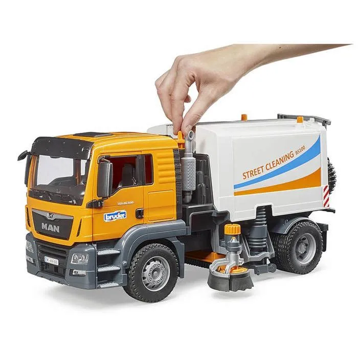 Camion de nettoyage de rues MAN TGS - BRUDER - Pour enfant Garçon - Jaune/Orange-1