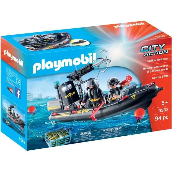 PLAYMOBIL 9362 - City Action - Bateau pneumatique et policiers d'élite-0