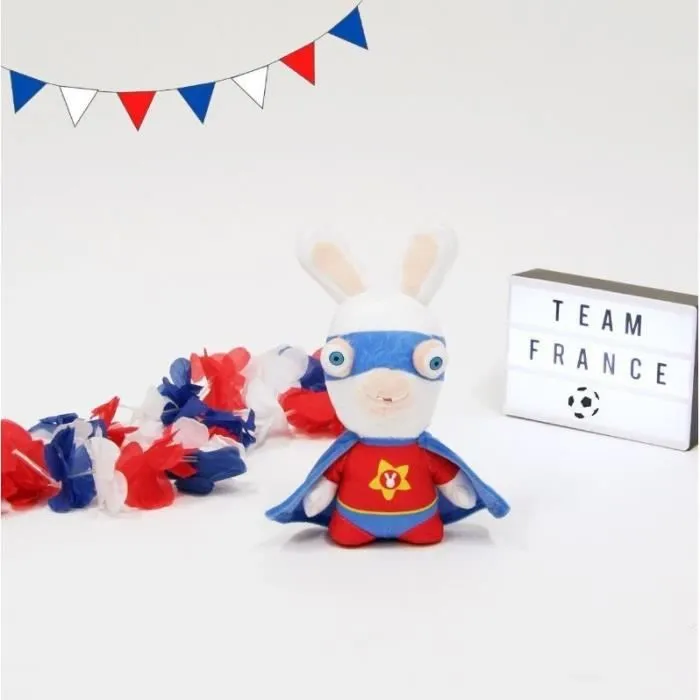 LAPINS CRETINS Peluche Super-Héros Rouge Sonore - 18 cm-2