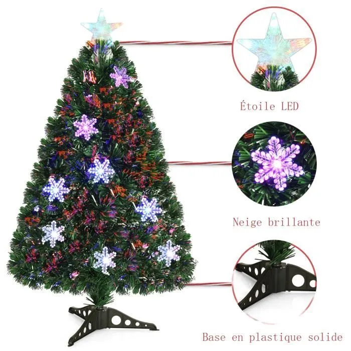 COSTWAY Arbre de Noël Artificiel Sapin de Noël LED 180 cm Feuille en PVC pour Décoration avec Support, avec Socle Neige-1