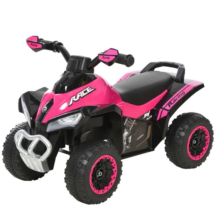Porteur enfants quad tout terrain HOMCOM - Rose et noir - 67x38x44cm - Effets lumineux et sonores-0
