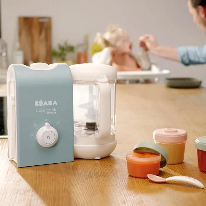 BEABA, Babycook express, robot bébé, 4 en 1 mixeur-cuiseur, bleu baltique-4