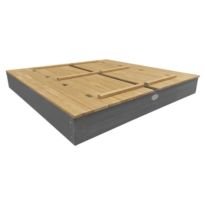 AXI Ella XXL Bac à Sable Enfant Gris & Marron | Bac à Sable pour Enfants en Bois FSC avec Couvercle & Banc | 150 x 150 cm-1