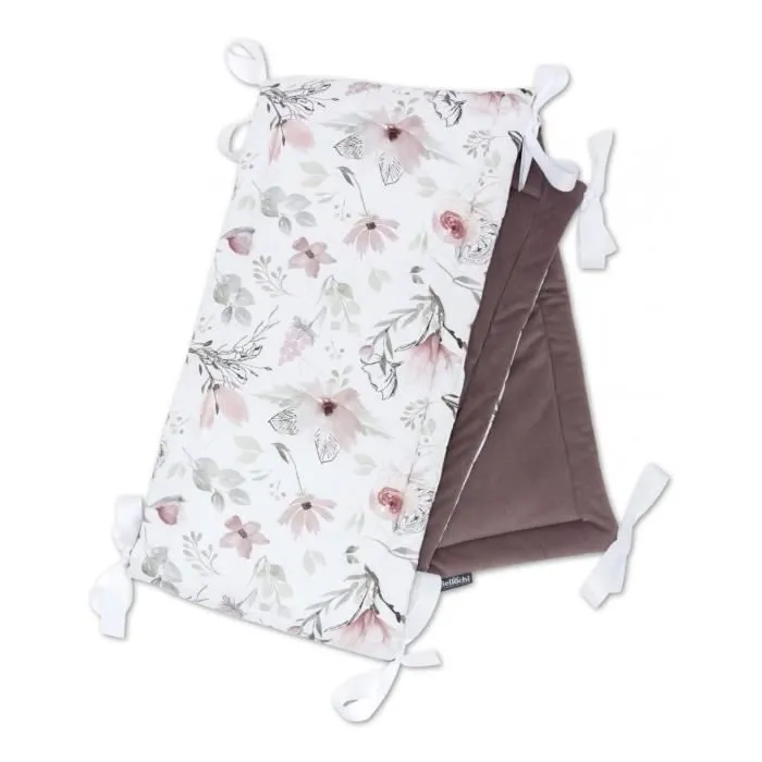 Bellochi Tour de Lit Bébé 180 x 30 cm - - Universel en Coton et Velours Souple pour un Matelas 120 x60 cm - Choco Fantaisie-0