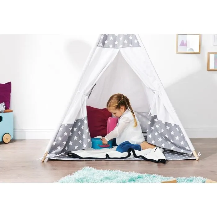 Tente Tipi Jakara Enfant - Pinolino - Convient de 3 à 8 ans - Design moderne en coton mélangé-1