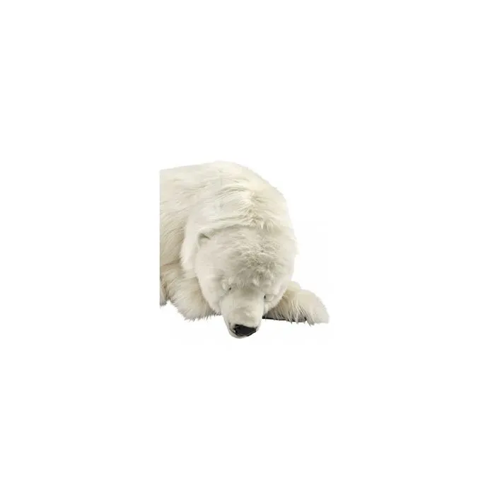 Peluche Ours polaire dormeur 105 cm - ANIMA - Peluche - Blanc - Jaune-1