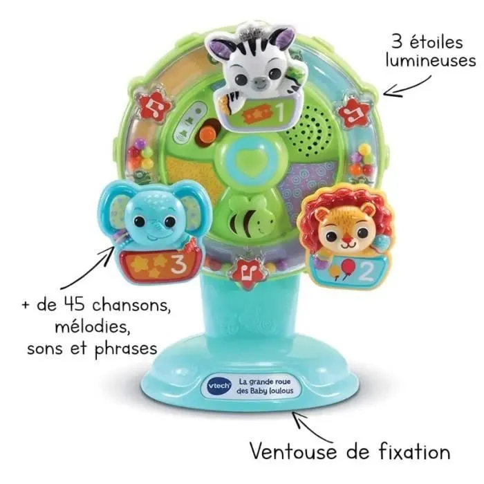 VTECH BABY - La Grande Roue des Baby Loulous - Roue musicale avec ventouse anti-chute - Vert/Multicolore-3