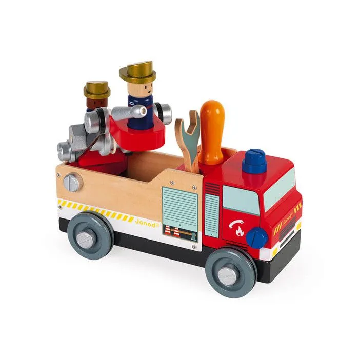 Jeu de Construction en Bois - JANOD - Camion Pompiers Brico'kids - 45 pièces - Mixte-2