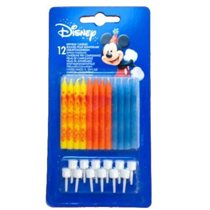 Bougie - Mickey et ses amis - Assortiment de 12 bougies jaunes et oranges-0
