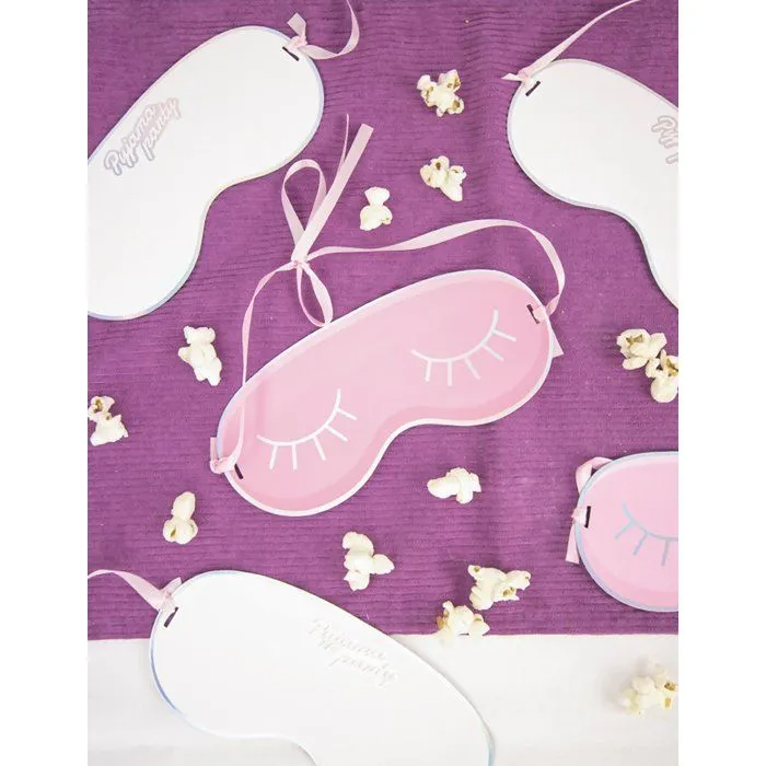 Invitations Pyjama - Tim et Puce - Lot de 8 - Masque - Ruban Satiné - Détails Irisés-2
