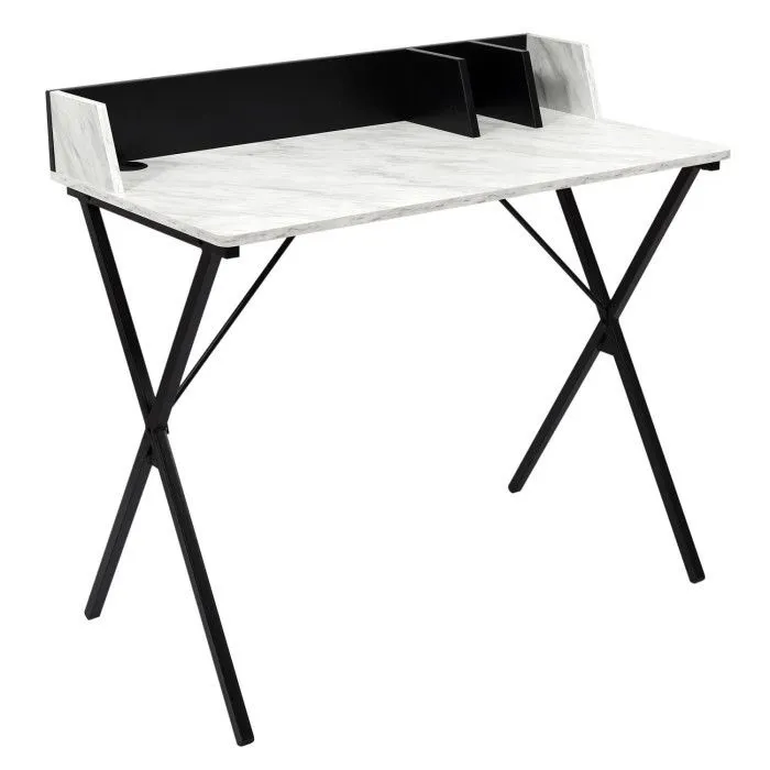 Bureau Design Effet Marbre "Brice" 90cm Gris-2