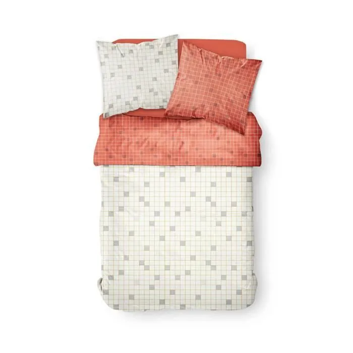 Parure de lit - TODAY - Imprimé quadrillé - 100% coton - Dimensions 240x260 cm - Style scandinave-3