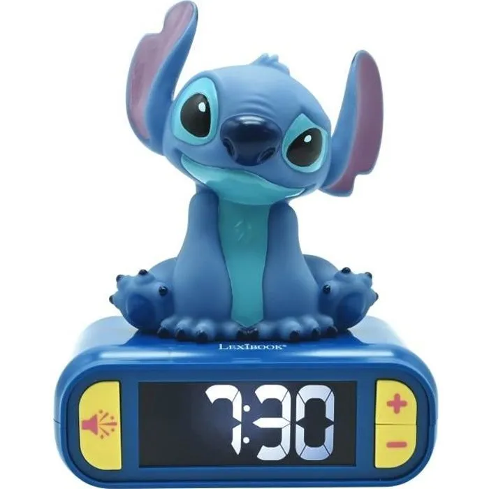 Réveil veilleuse digital Stitch, Sons et mélodies, Ecran LCD rétro-éclairé, Lumineux, Disney Stitch, Bleu, Lexibook, RL800D-0