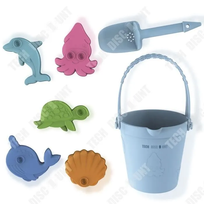 TD® Jouets de plage en Silicone pour enfants créatifs bord de mer Parent-enfant jouant à l'eau creuser plage seau pelle série Marine-0