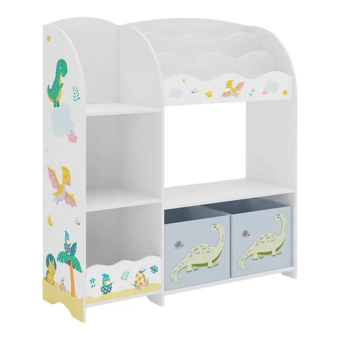 Étagère enfant Lysekil à motif dinosaure 100 x 93 x 30 cm blanc gris-1