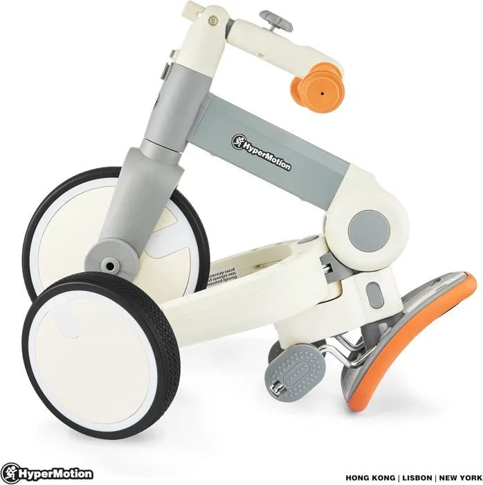 HyperMotion Draisienne Tricycle enfant Evolutif Pliable- Vélo Multifonction 3 ou 2 Roues- Pédales Amovibles- Poussoir Réglable- Gris-2