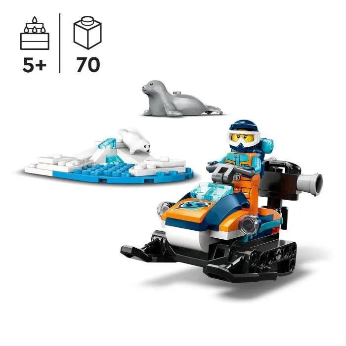 LEGO® City 60376 La Motoneige d’Exploration Arctique, Jouet avec Figurines de Phoques, et Véhicules-1