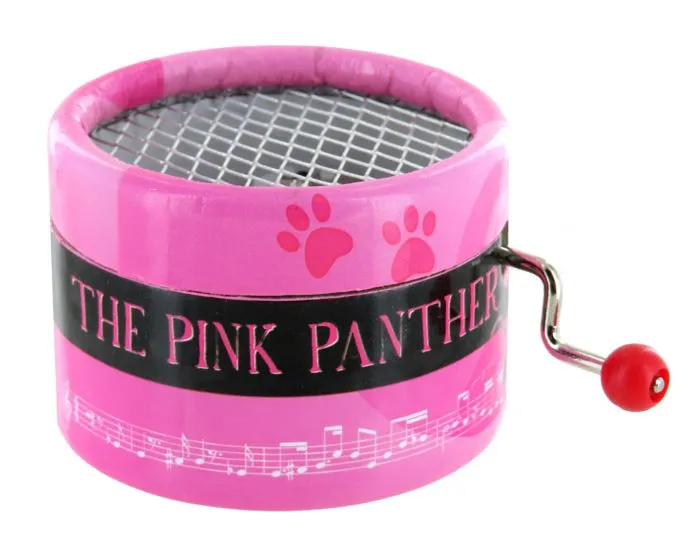 Thème de la panthère rose - Boîte à musique à manivelle ronde en carton avec mécanisme musical de 18 notes - BPM-PINKPANTHER-2