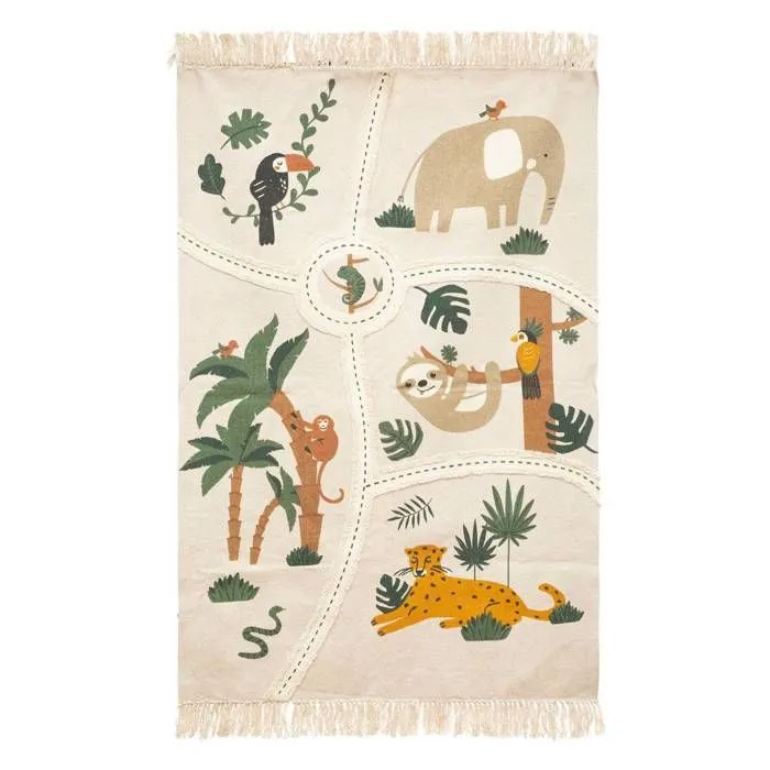 Tapis enfant "Jungle" - coton - L. 100 x P. 0 - 5 x H. 150 cm - 100x150 cm - Multicolore - Atmosphera createur d'interieur-0