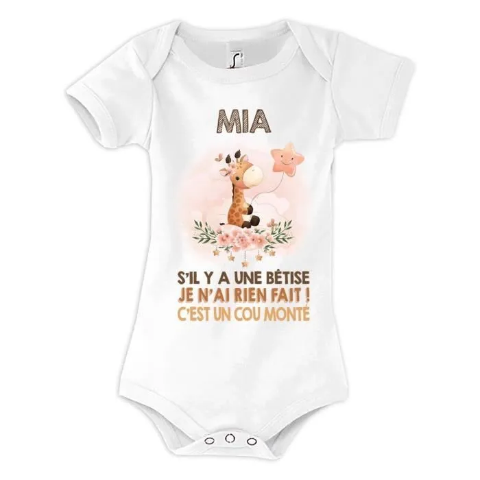 Body bébé Mia Cou Monté Girafe | Cadeau Naissance Bébé et Enfant-0