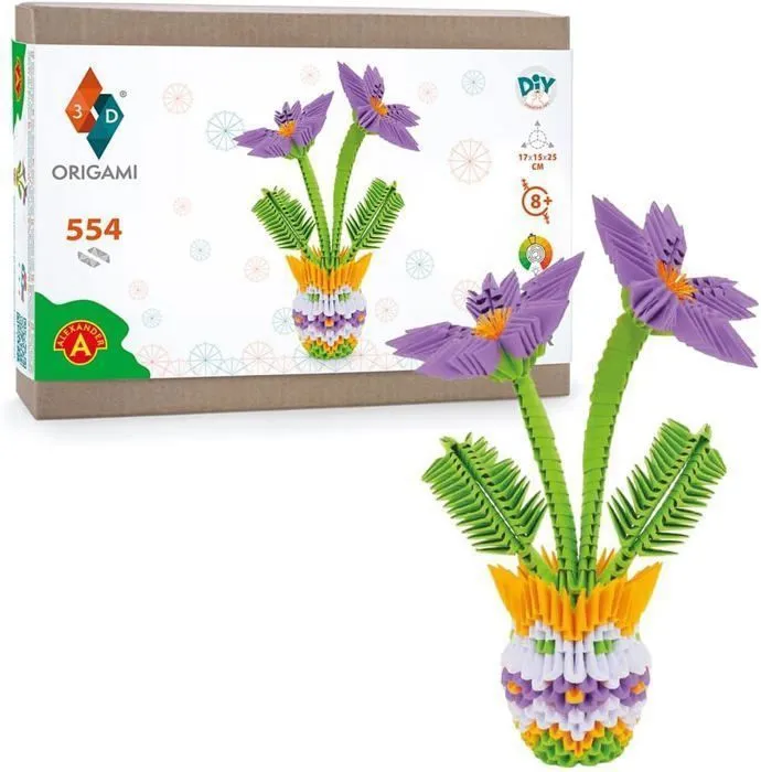 Kit créatif Origami 3D - Milliwood - Fleurs - 554 éléments - 17 x 15 x 25 cm - À partir de 8 ans-0