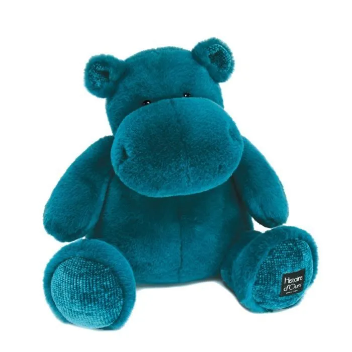 Peluche - HISTOIRE D'OURS - Hippopotame - 40cm - Bleu canard - Bébé-0