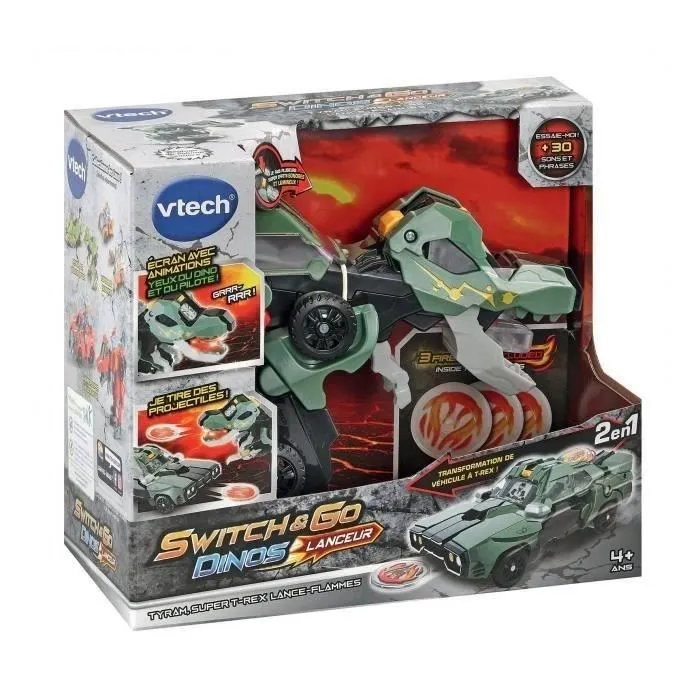 VTECH - Switch & Go Dinos Lanceur - Tyram, Super T-Rex Lance Flammes-4