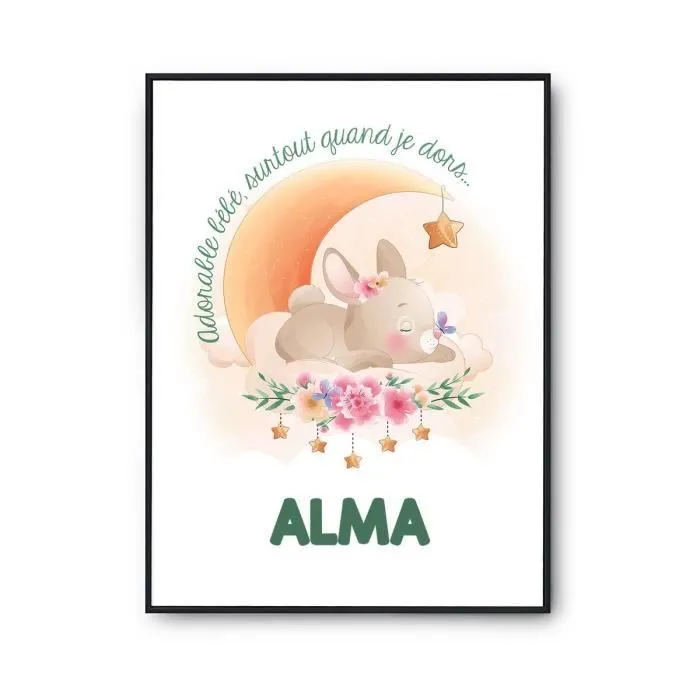 Affiche - Alma - Adorable bébé quand je dors - Lapin - A2 (42 x 59.3 cm)-0