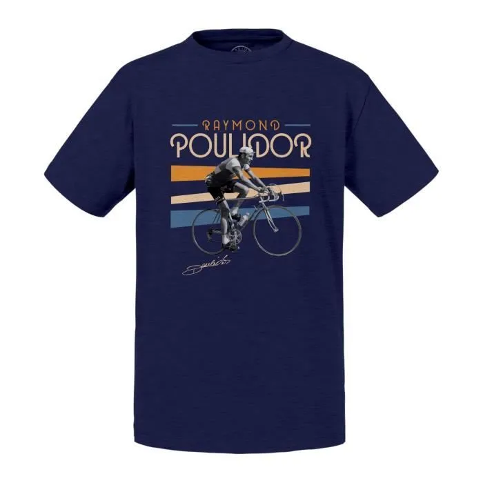 T-shirt Enfant Bleu Raymond Poulidor Vintage Vélo France Cyclisme Tour-0