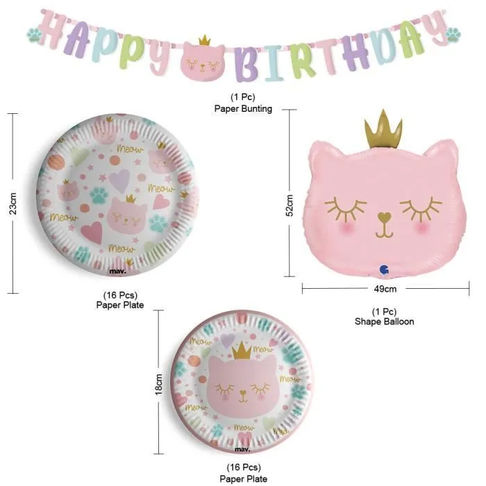 Kit de fête d'anniversaire - Maverick - Chatons - 34 pièces - Respectueux de l'environnement - Multicolore-1