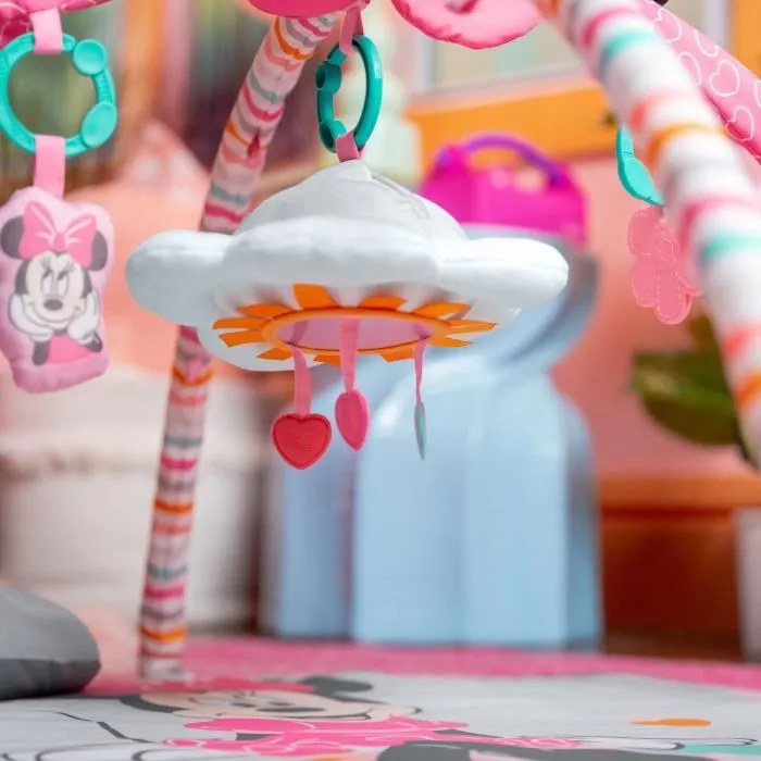 DISNEY BABY -MINNIE- Tapis de sol éveil bébé évolutif arche avec jouets sensoriels et musicaux, guirlande lumineuse, miroir-6