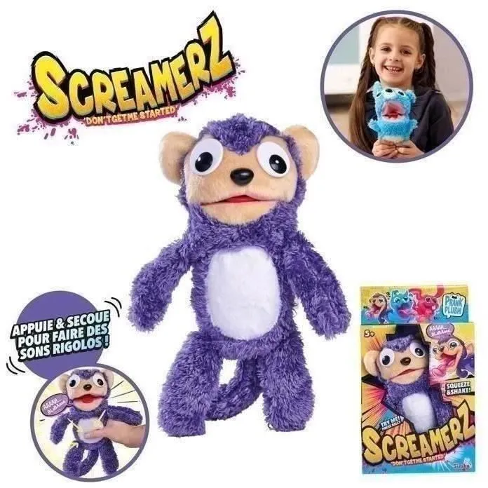 Smoby - Screamerz - Peluche intéractive amusante - Singe - 28 cm - Bruits en la secouant ou appuyant sur le bouton-3