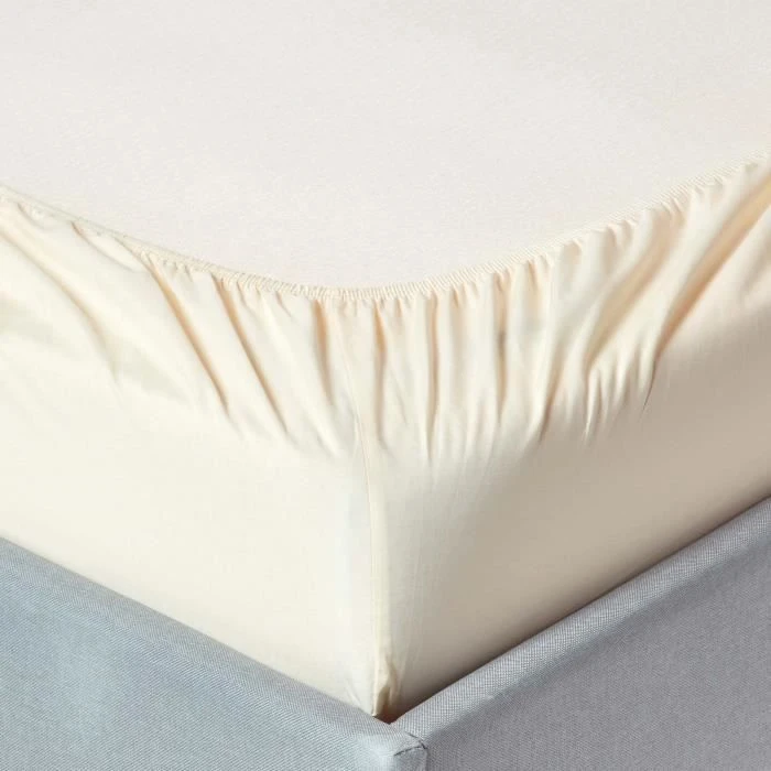 Drap-housse Crème 100% coton Égyptien 200 fils 120 x 190 cm-1