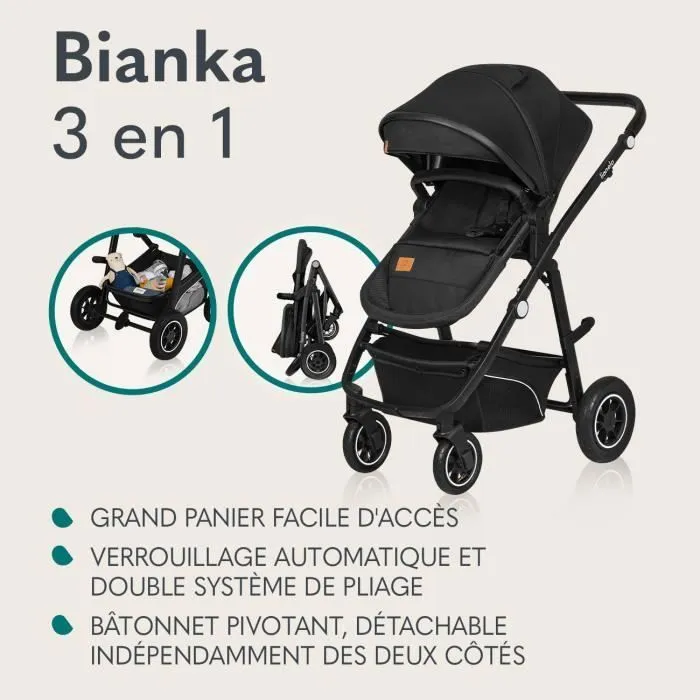Poussette combinée 3en1 LIONELO Bianka -Jusqu'à 22Kg - Pack poussette, nacelle, siège auto, sac et accessoires - Beige-2