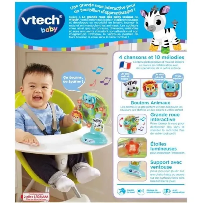 VTECH BABY - La Grande Roue des Baby Loulous - Roue musicale avec ventouse anti-chute - Vert/Multicolore-5