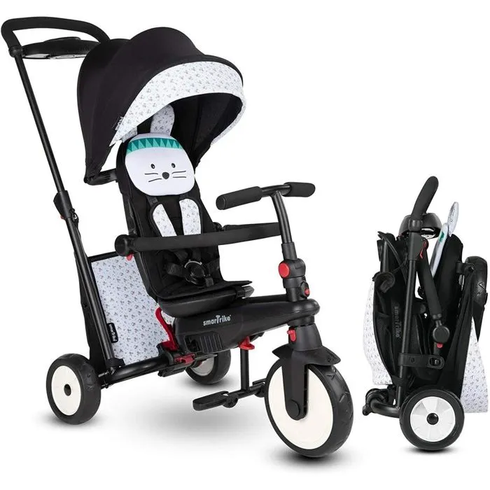 Tricycle - SmarTrike - STR 5 toTs Bunny noir/blanc - Pliant - Siège inclinable - Amortisseur avant-0
