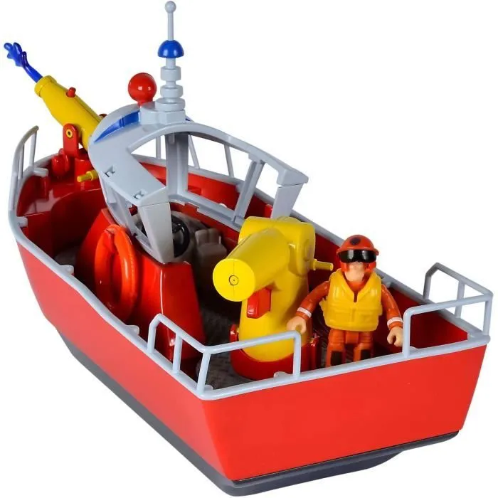 Jouet - SIMBA - Titan Water Guard Boat - Bateau de pompier avec figurine et accessoires - Rouge et blanc-2