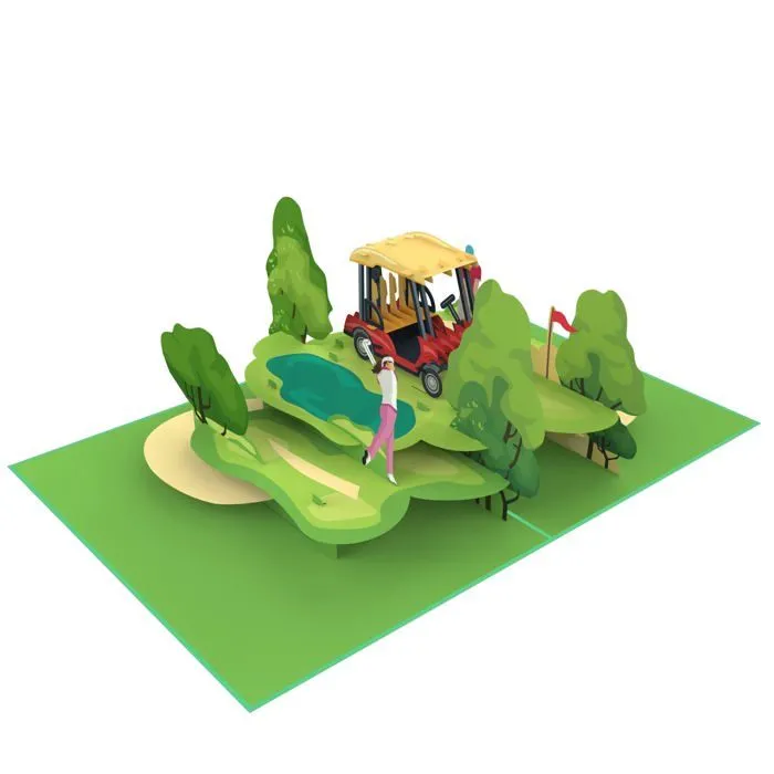 Mokio - DDD-088 - ® Carte Pop-Up Golf Carte cadeau 3D pour un anniversaire, Chèque cadeau pour un golfeur-2