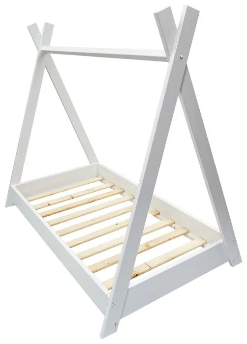 Lit pour enfant Maison 2-en-1 Tente Cabane en Bois Naturel (160x80 cm) Avec matelas eco : Aventures Ludiques et Repos Douillet - Bl-1