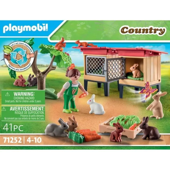 PLAYMOBIL 71252 Enfant avec enclos et lapins, Country La Ferme, Animaux de la ferme, Dès 4 ans-3