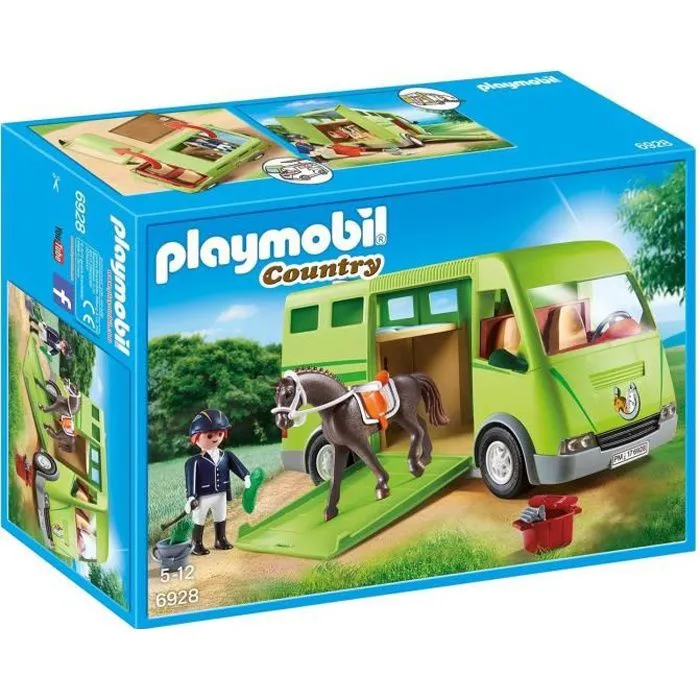 PLAYMOBIL 6928 - Country - Cavalier avec Van et Cheval-0