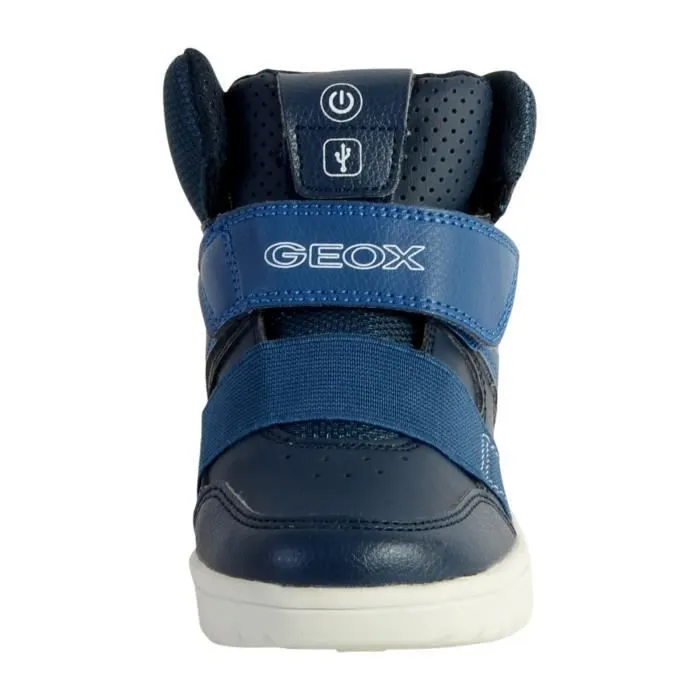 Basket Enfant - GEOX - Xled Boy - Version haute - À Scratch - Lacets plats-1